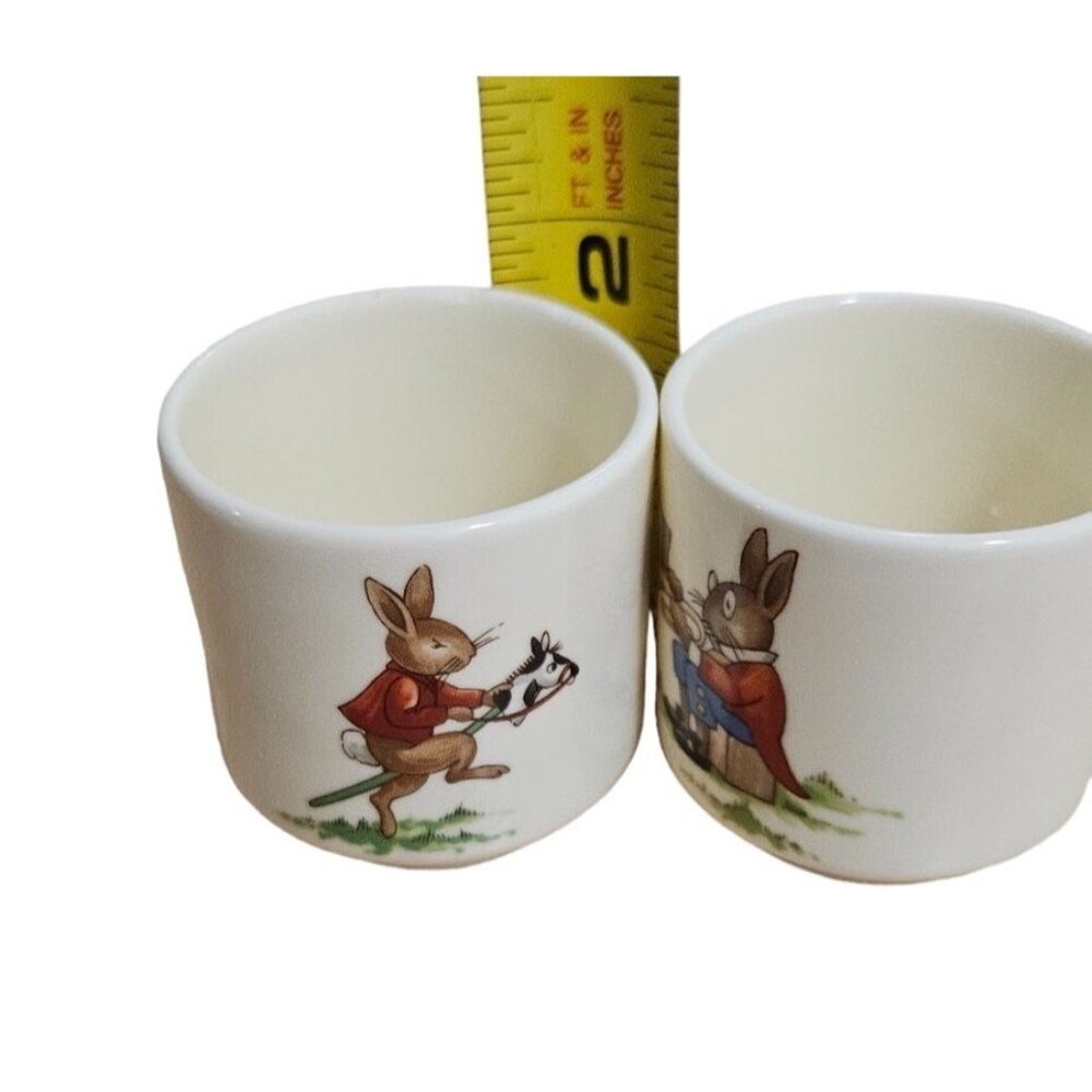 Royal Doulton Bunnykins Childs Egg Cup Set English Fine Bone China 1950s Rabbit